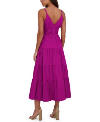 Women's Cotton-Blend Spaghetti-Strap Tiered Maxi Dress