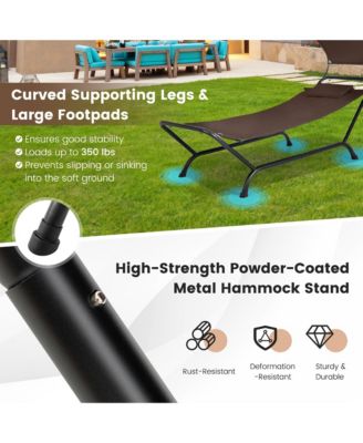 Chaise Lounge Bed w/ Detachable Sunshade Canopy Hammock w/ Rustproof Metal Stand