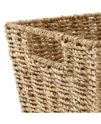 Set of 4 Water Hyacinth Storage Baskets with Handles - Espresso, 12&amp;#x22; x 9&amp;#x22; x 6&amp;#x22; Rectangular Storage Bins for Organizing Shelves, Blankets, Laundry