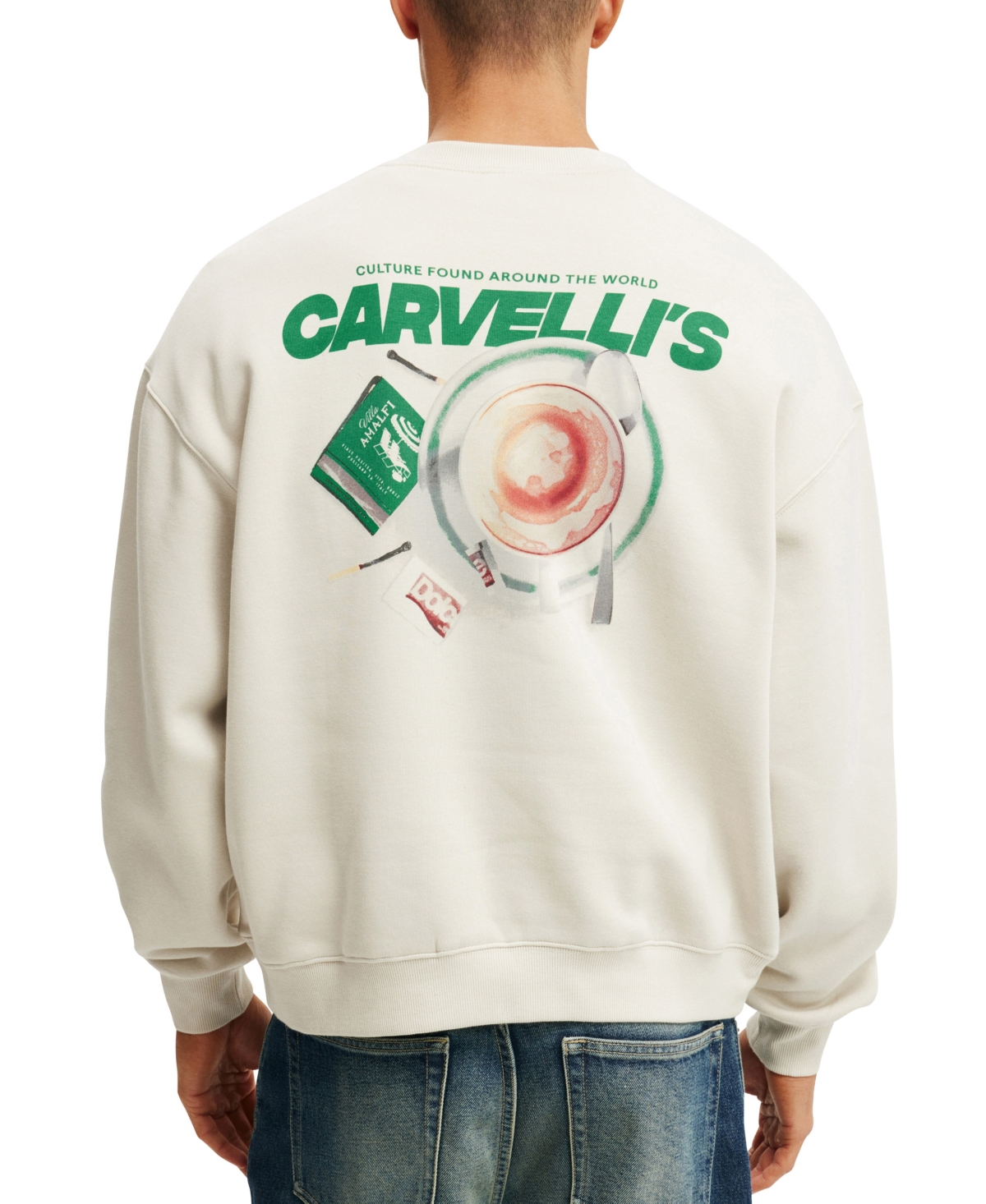 COTTON ON MEN'S BOX FIT GRAPHIC CREW SWEATER 