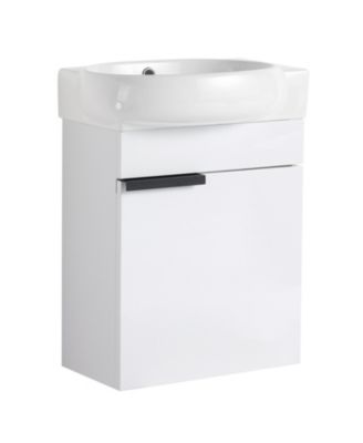 Soft Close Doors Bathroom Vanity With Sink, 16 Inch For Small Bathroom