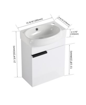 Soft Close Doors Bathroom Vanity With Sink, 16 Inch For Small Bathroom