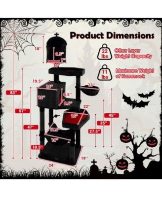 Gothic Cat Tree with 2 Cat Condos and Coffin Bed for Indoor Cats