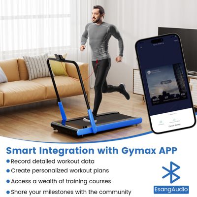 3-in-1 3HP Folding Treadmill with Smart Apps Remote Control and Speakers