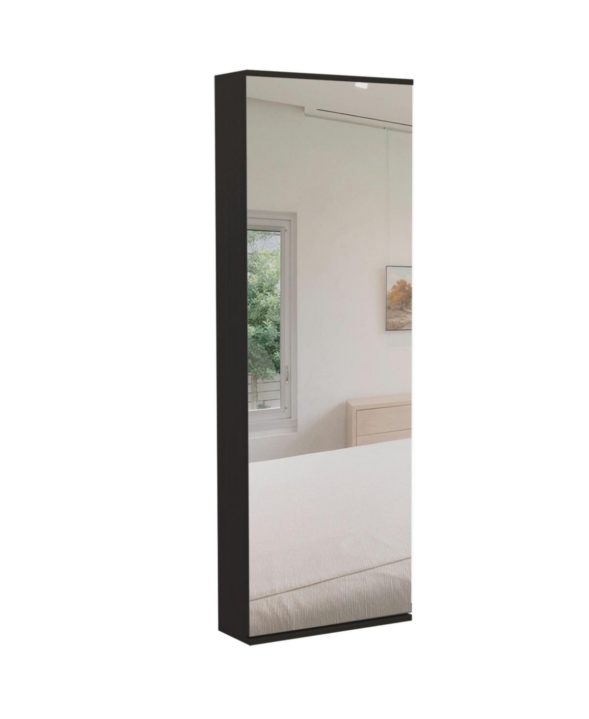 Baltimore Wall Mounted Shoe Rack, Mirror, Single Door, Ten Shoes Capacity, White - Black