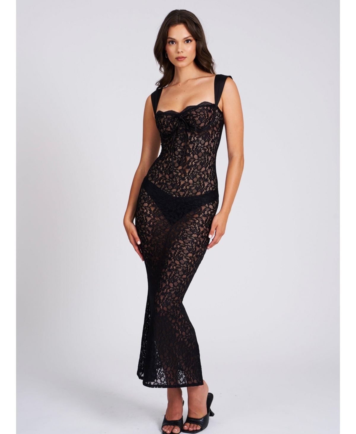 Women's Veronica Black Lace Maxi Dress - Black