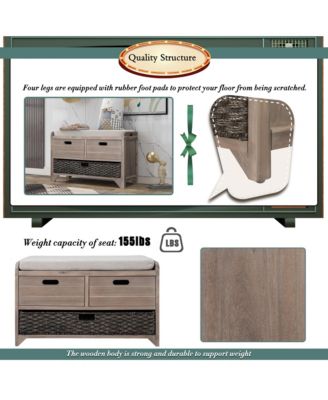 Streamdale Fully Assembled Shoe Bench with Storage and Basket