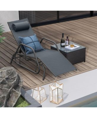 Patio Chaise Lounge Glider Recliner Chair Adjustable Sturdy Metal Frame Outdoor