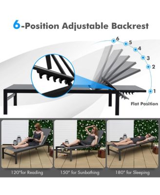 Patio Chaise Lounge Outdoor Adjustable Lounge Chair W/ 6-Position Backrest