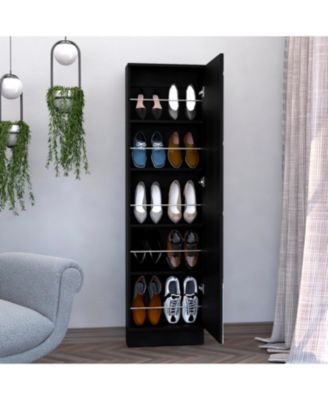 Charlotte Xl Shoe Rack, Five Interior Shelves, Mirror, Single Door Cabinet
