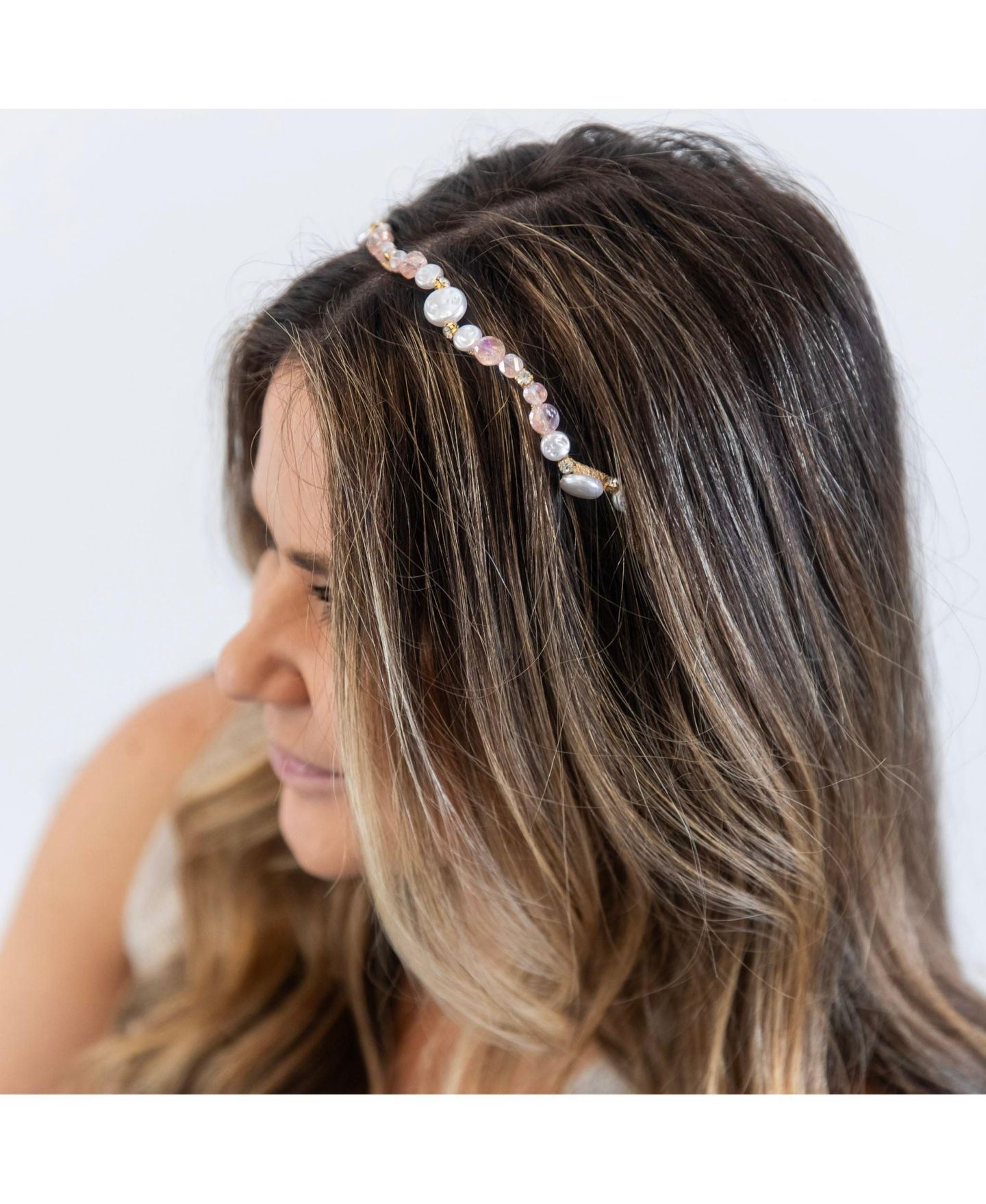 Женские аксессуары для волос Headbands of Hope Wavy Oyster Pearl Headband - Pink, цвет: Розовый — фото 2