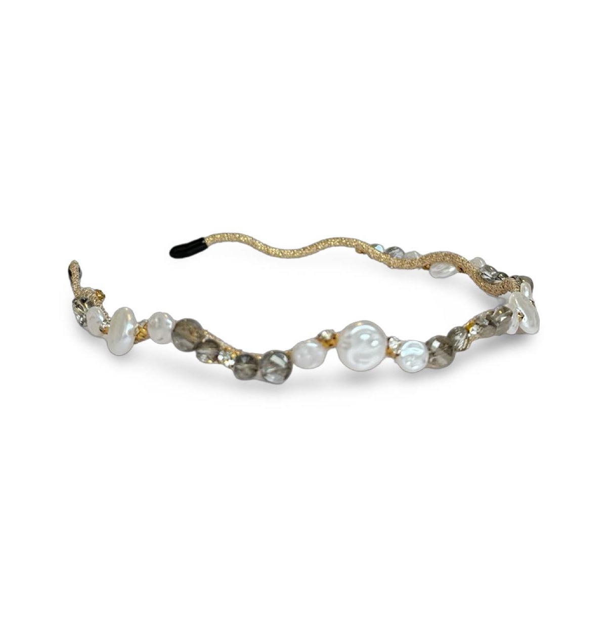 Wavy Oyster Pearl Headband - Grey - Grey