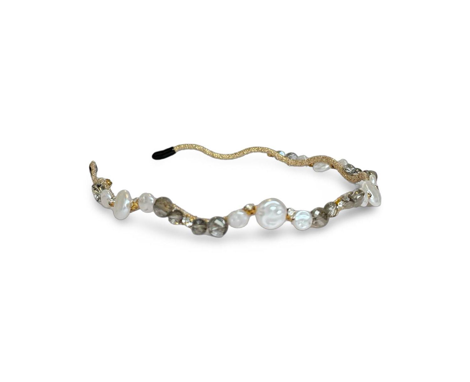 Wavy Oyster Pearl Headband - Grey
