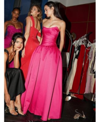 Women's Walterina Fuchsia Satin Strapless Drop Waist Corset Gown