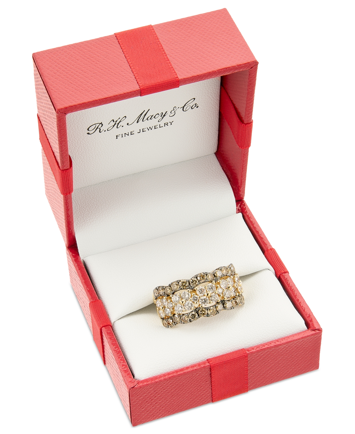 Le Vian Nude Diamond & Chocolate Diamond Scalloped Multirow Ring (2-1/4 Ct. T.w.) In 14k Rose Gold In Gold