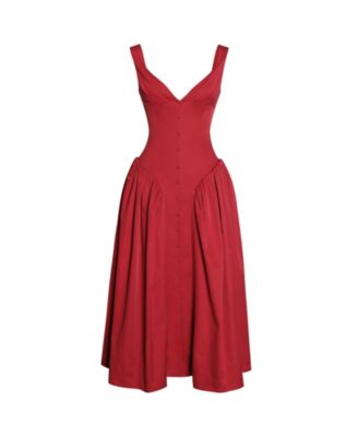 Miss Circle Women's Nahla Red Drop Waist Midi Dress with