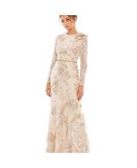 【MAC DUGGAL】レース装飾トランペットガウンと3Dフラワー Strapless Lace Embellished Trumpet Gown With 3D Flower | Mac