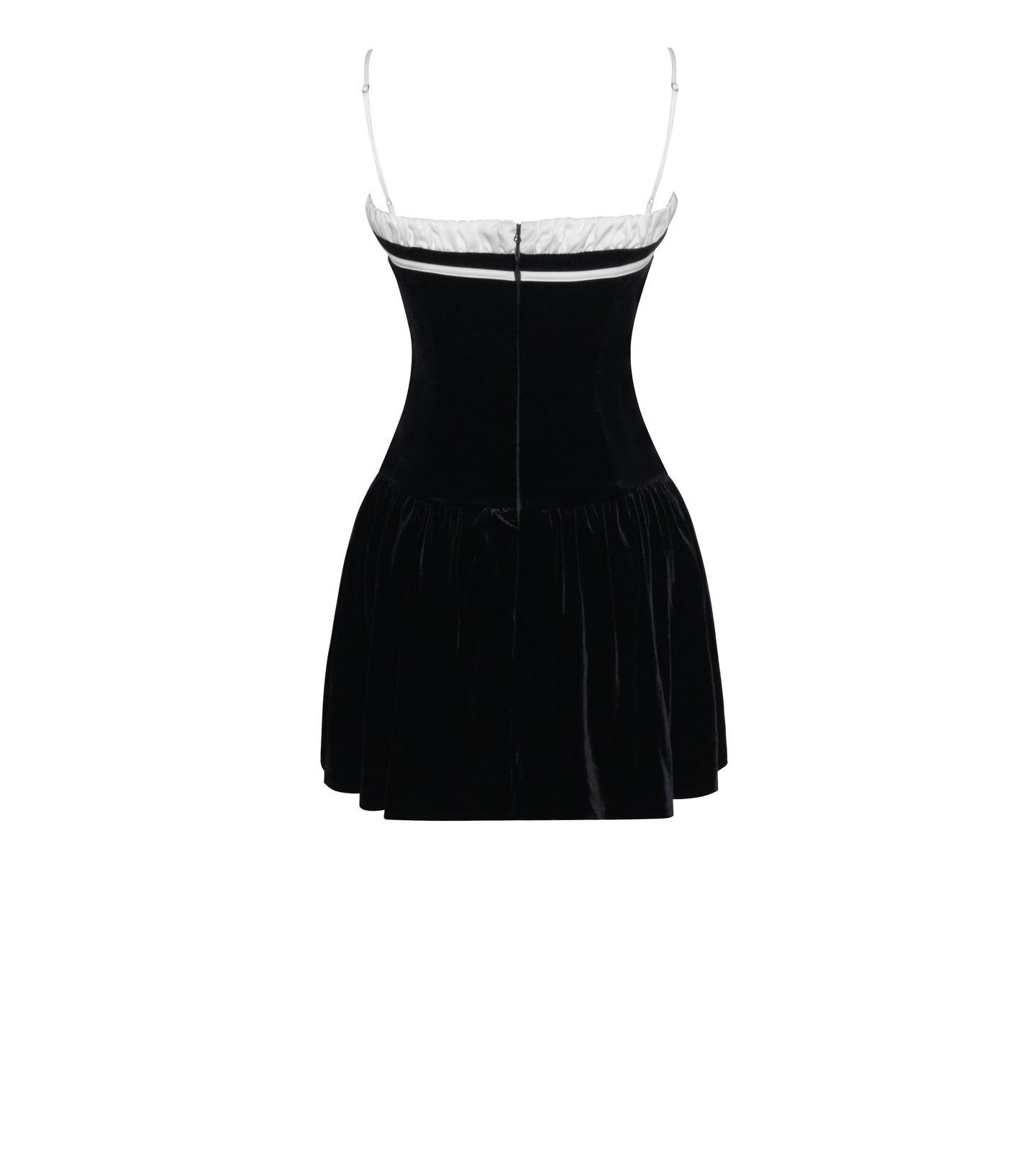 Женское платье Miss Circle Women Olya Black and White Velvet A-Line Corset Mini, цвет: Чёрный / Белый, вариант 1 — фото 9