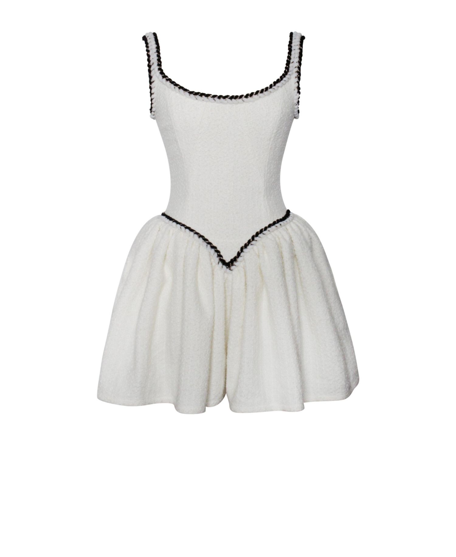 Women's Coco White Boucle Tweed V Waist Mini Dress