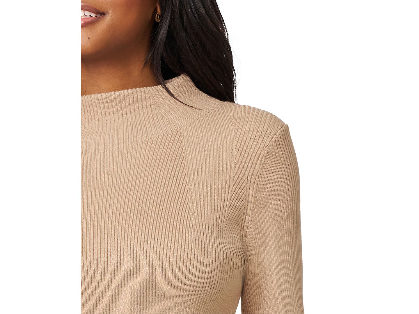 Женский свитер Melissa Paige Petite Mock-Neck Rib-Knit, цвет: Верблюжий — фото 4