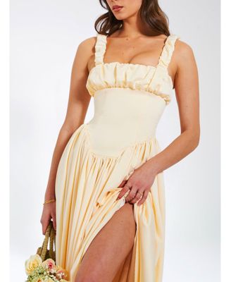 Women's Noreen Egg White Satin Drop Waist Maxi Sundress