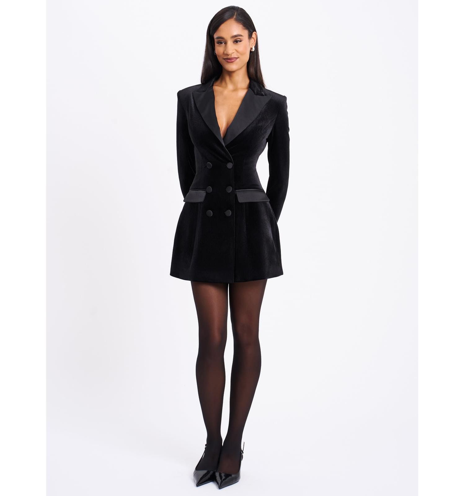 Women's Calista Black Velvet Blazer Mini Dress