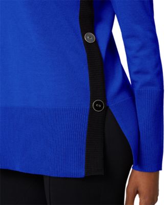 Petite Tipped Side-Button Tunic Sweater