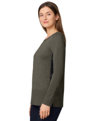Petite Tipped Side-Button Tunic Sweater