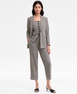 Women's Single-Button Houndstooth-Print Blazer