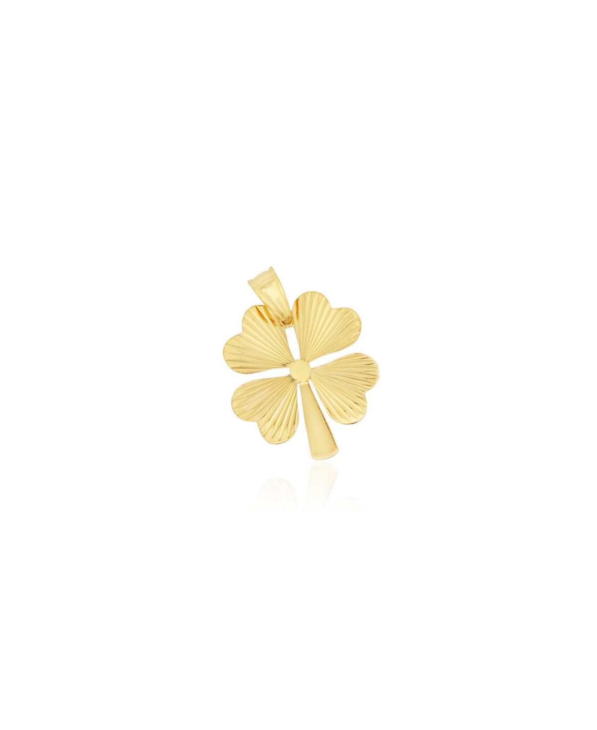 Fluted Gold Lucky Clover Charm 14K Gold - Gold