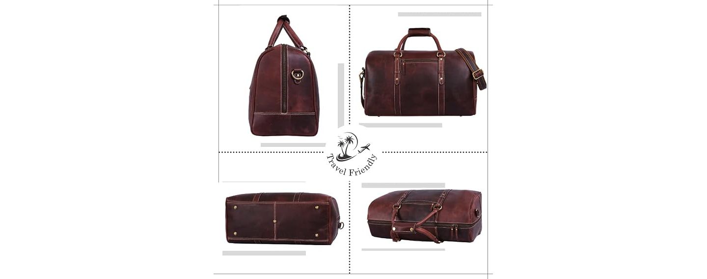 Сумка Aaron Leather Goods 20 Inch Luxor Leather Duffle, цвет: Коричневый — фото 7