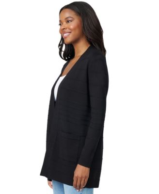 Petite Textured-Stripe Open-Front Cardigan Sweater