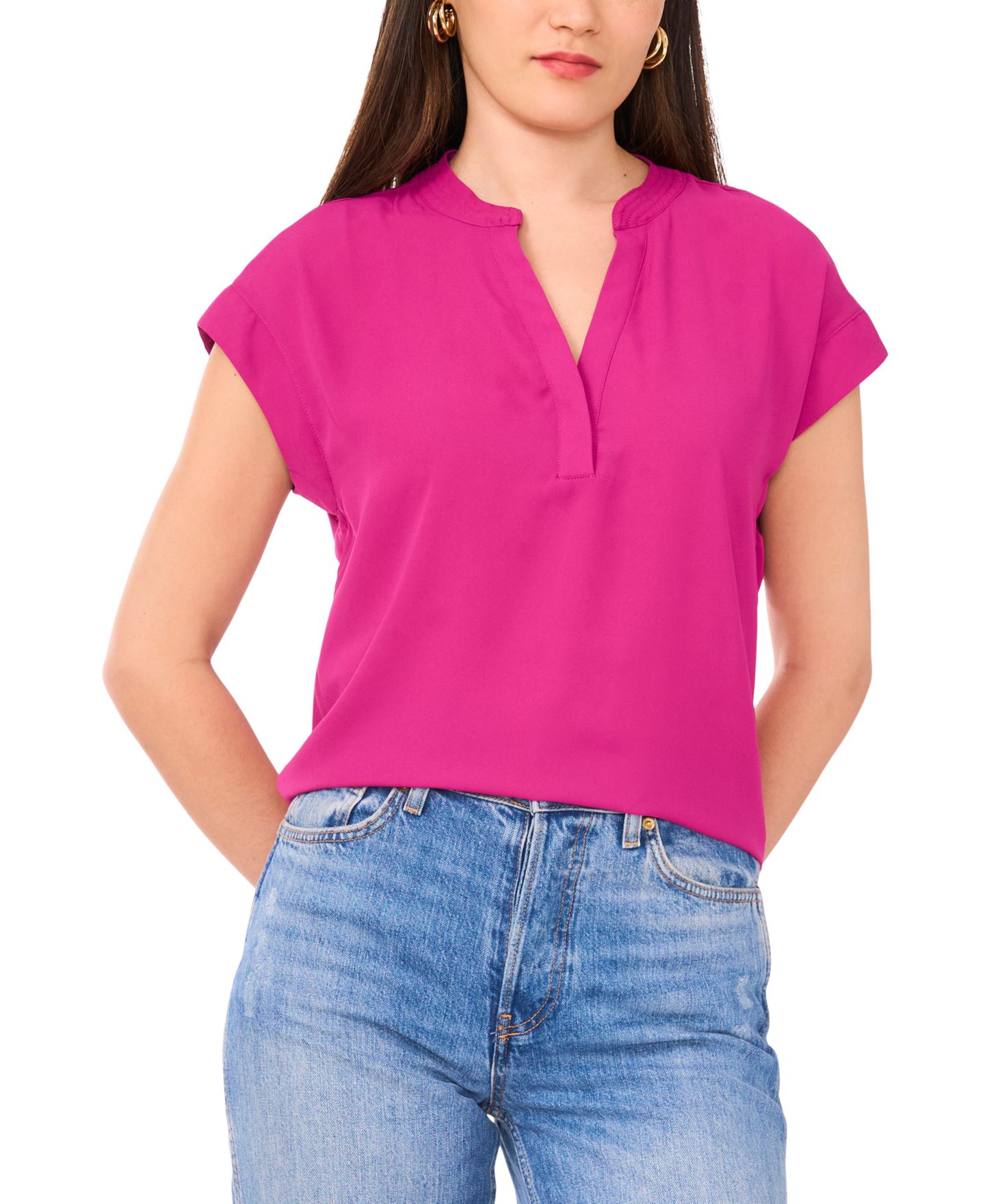 Женский свитер Vince Camuto V-Neck Short-Sleeve Pullover Top, цвет: Allure — фото 3