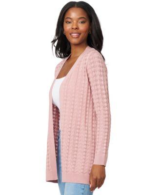 Petite Pointelle Open-Front Cardigan Sweater