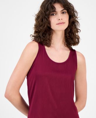 Women's Crinkled Scoop-Neck Sleeveless Top