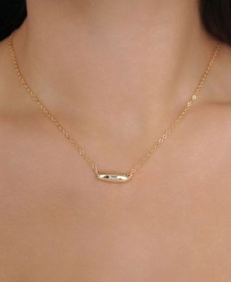 Oval Dome Baguette Simple Pendant Necklace