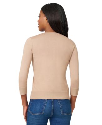 Petite Crewneck 3/4-Sleeve Cardigan Sweater