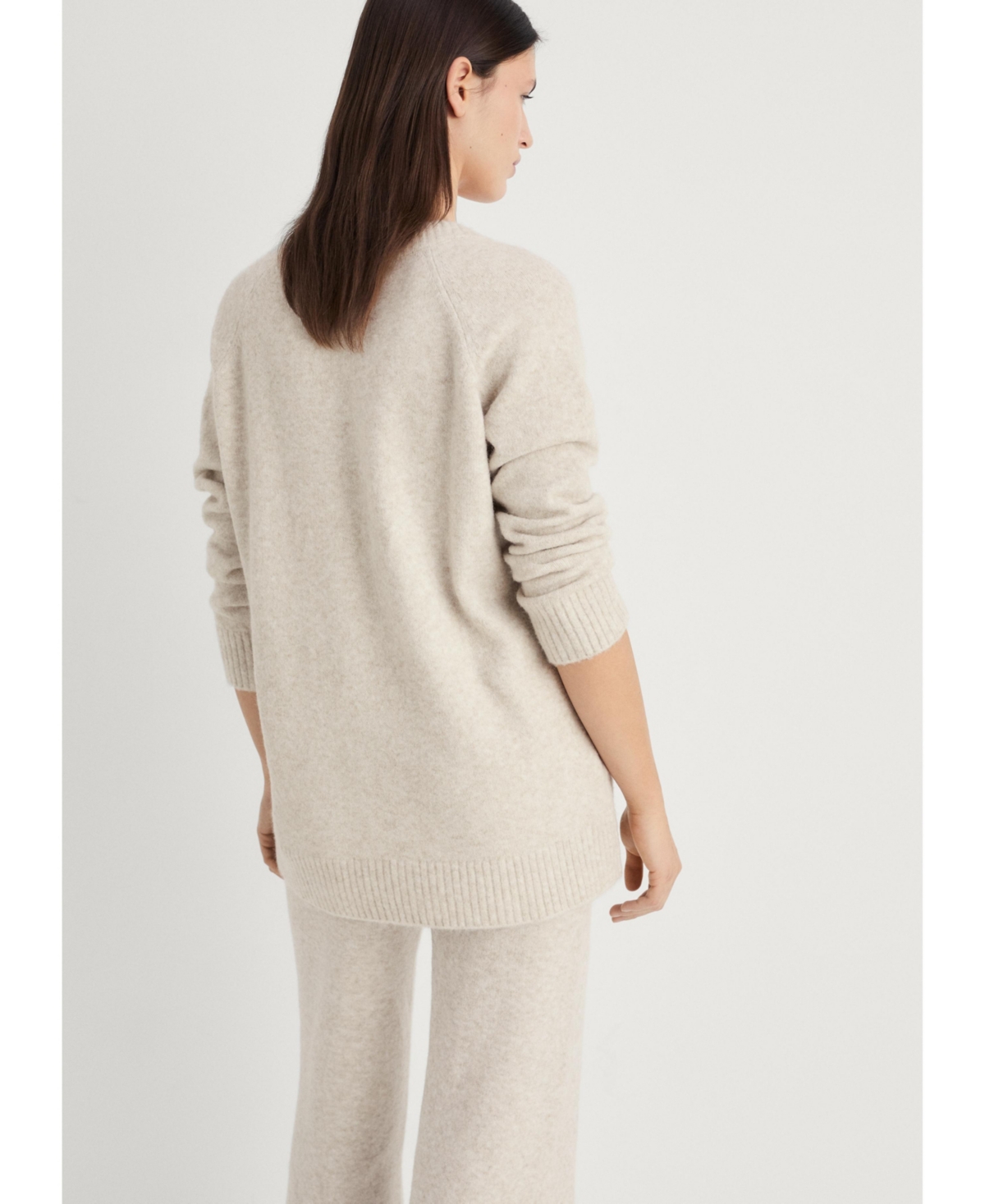 Mango V-neck Knit Sweater Beige In Neutral