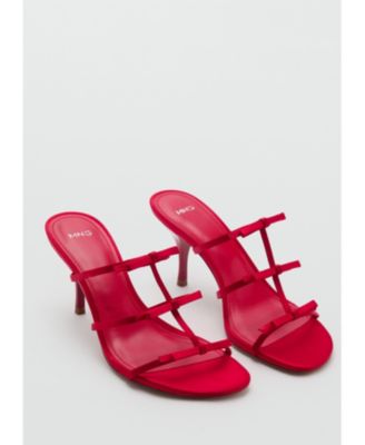 MANGO - Women's Strappy Heeled Bow Sandals