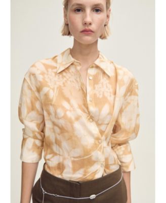 MANGO - Women's Multi-Position Closure Floral Shirt