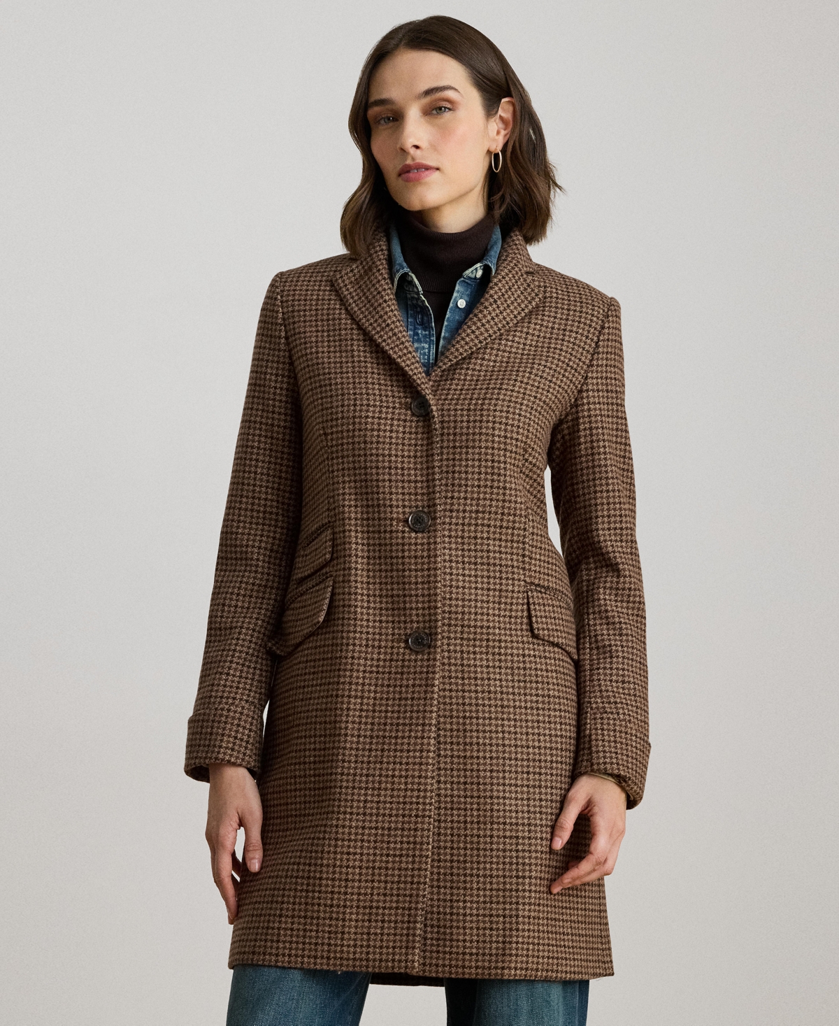 Ralph Lauren Petite Notched-collar Walker Coat In Brown