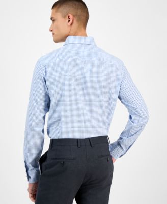 Men's Slim-Fit Long Sleeve Geo Pattern Button-Front Performance Dress Shirt, Exclusively at Macy's