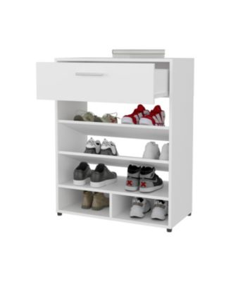 Onawa Modern Shoe Rack with Drawer, White