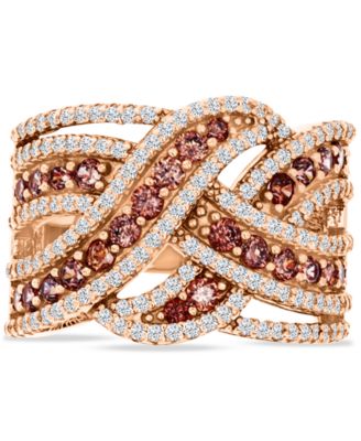 Macy's - Cubic Zirconia Braid Style Statement Ring in 14k Rose Gold Sterling Silver