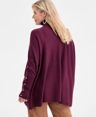 Plus Size Solid Turtleneck Poncho Sweater, Macy's  Exclusive