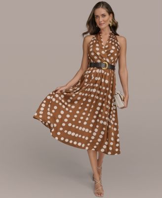 Donna Karan New York - Women's Printed Belted Sleeveless Dress