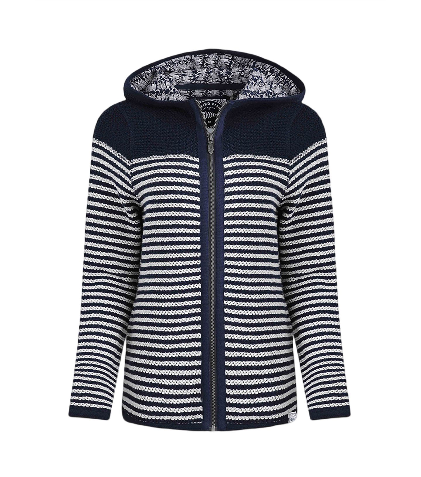 Женское худи Weird Fish Bianca Full Zip Stripe Macaroni, цвет: Тёмно-синий — фото 7