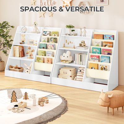 4-Tier Kids Bookshelf and Toy Storage Organizer with Anti-Tipping Kits for Safe