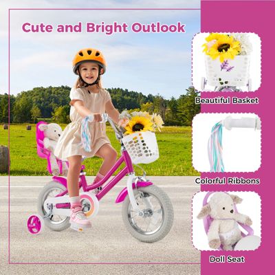 Slickblue Kids Bicycle with Training Wheels and Front and Rear Brake System