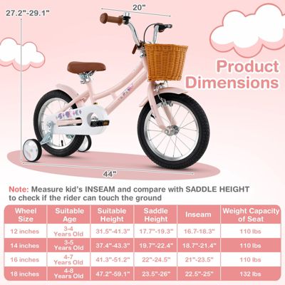 Kids Retro Bicycle with Adjustable Seat Height and Front Basket for Fun Rides
